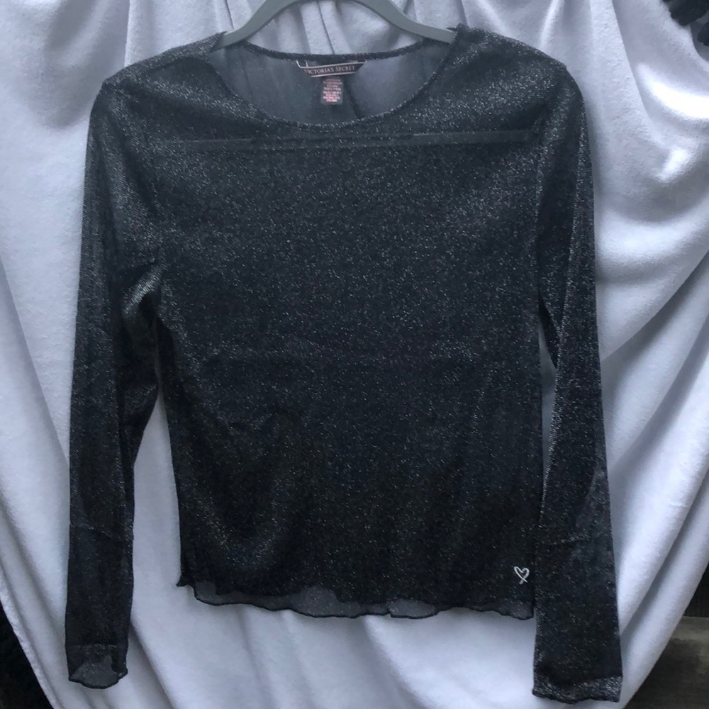 Victoria’s Secret black glitter mesh top